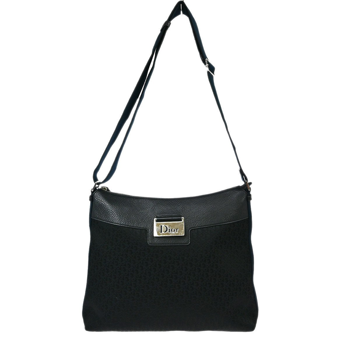 Christian Dior Vintage Street Chic Messenger Diorissimo Canvas And Leather Black Canvas Shoulder Bag Bag (Pre-Owned)