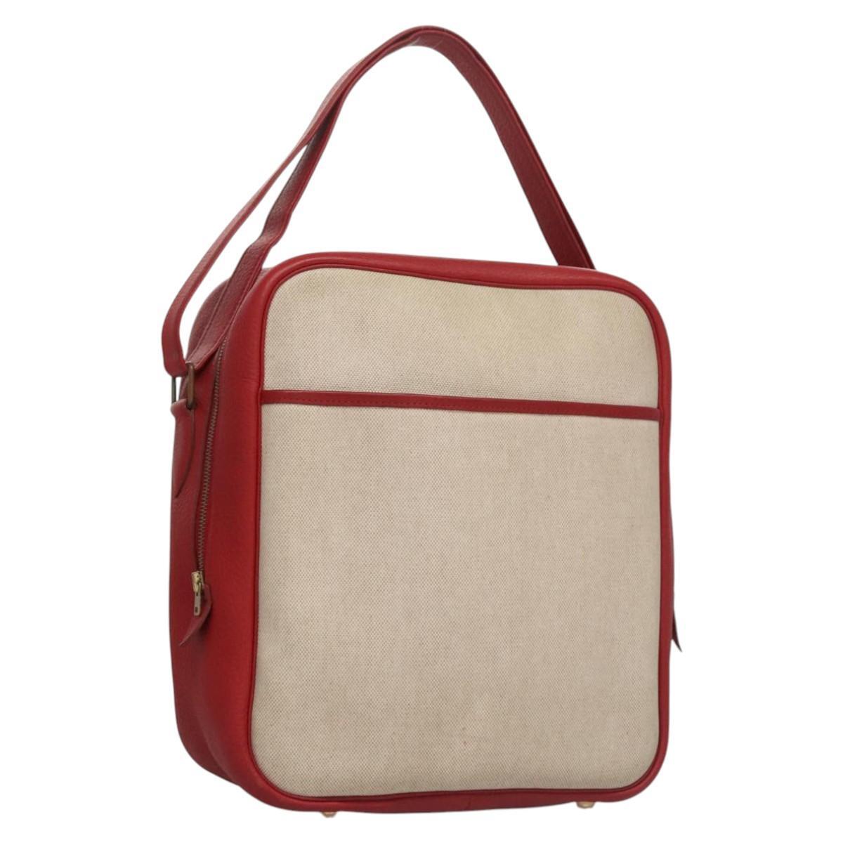 Hermes Victoria Messenger Toile With Leather Beige Canvas Bag (Pre-Owned)