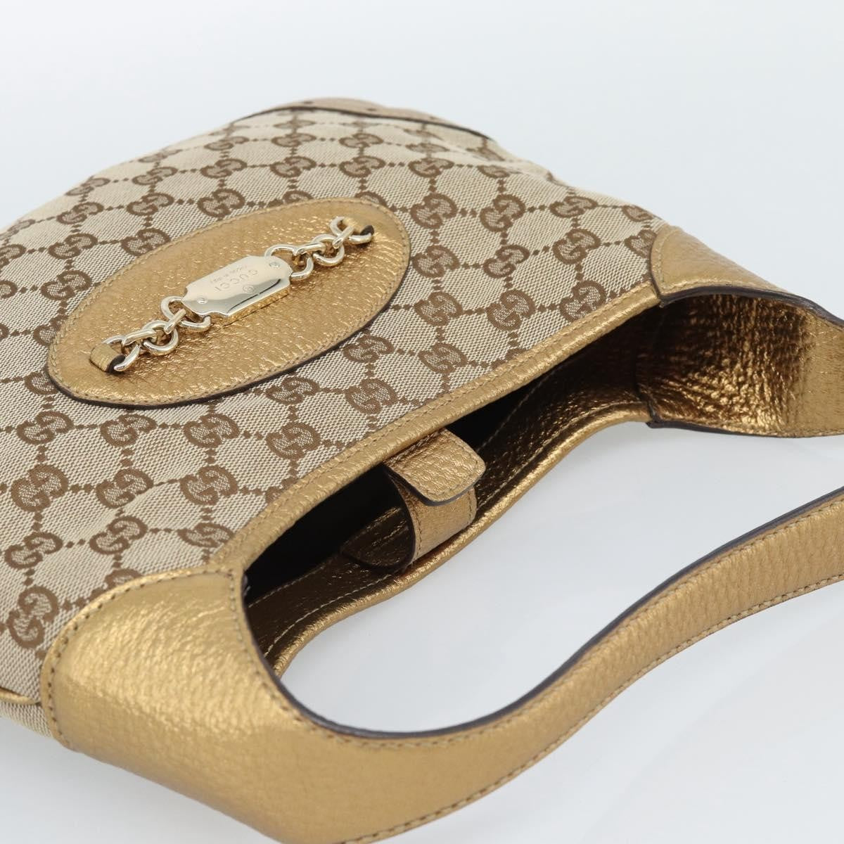 Gucci Vintage Jackie O Chain Hobo Gg Canvas Beige Canvas Handbag (Pre-Owned)