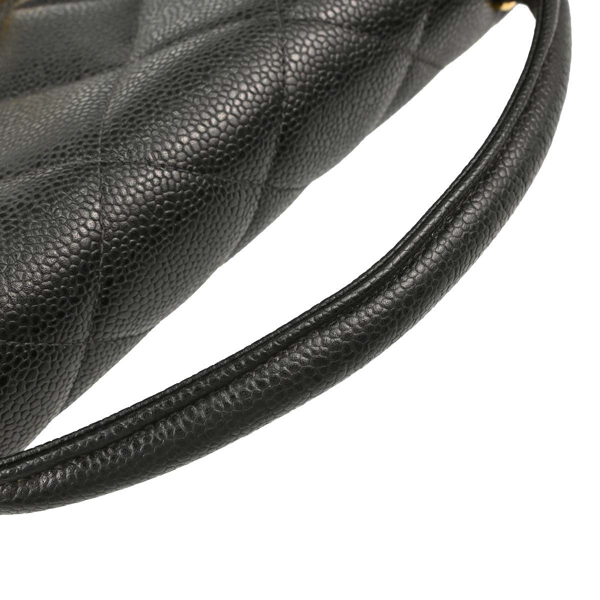 Chanel Vintage Two-Tone Kelly Top Handle Quilted Caviar Black Leather Handbag (Pre-Owned)