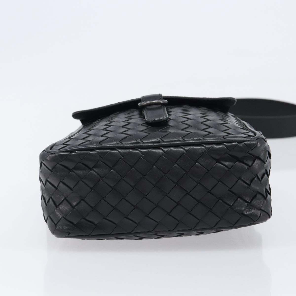 Bottega Veneta Front Pocket Messenger Intrecciato Nappa Black Leather Shoulder Bag Bag (Pre-Owned)