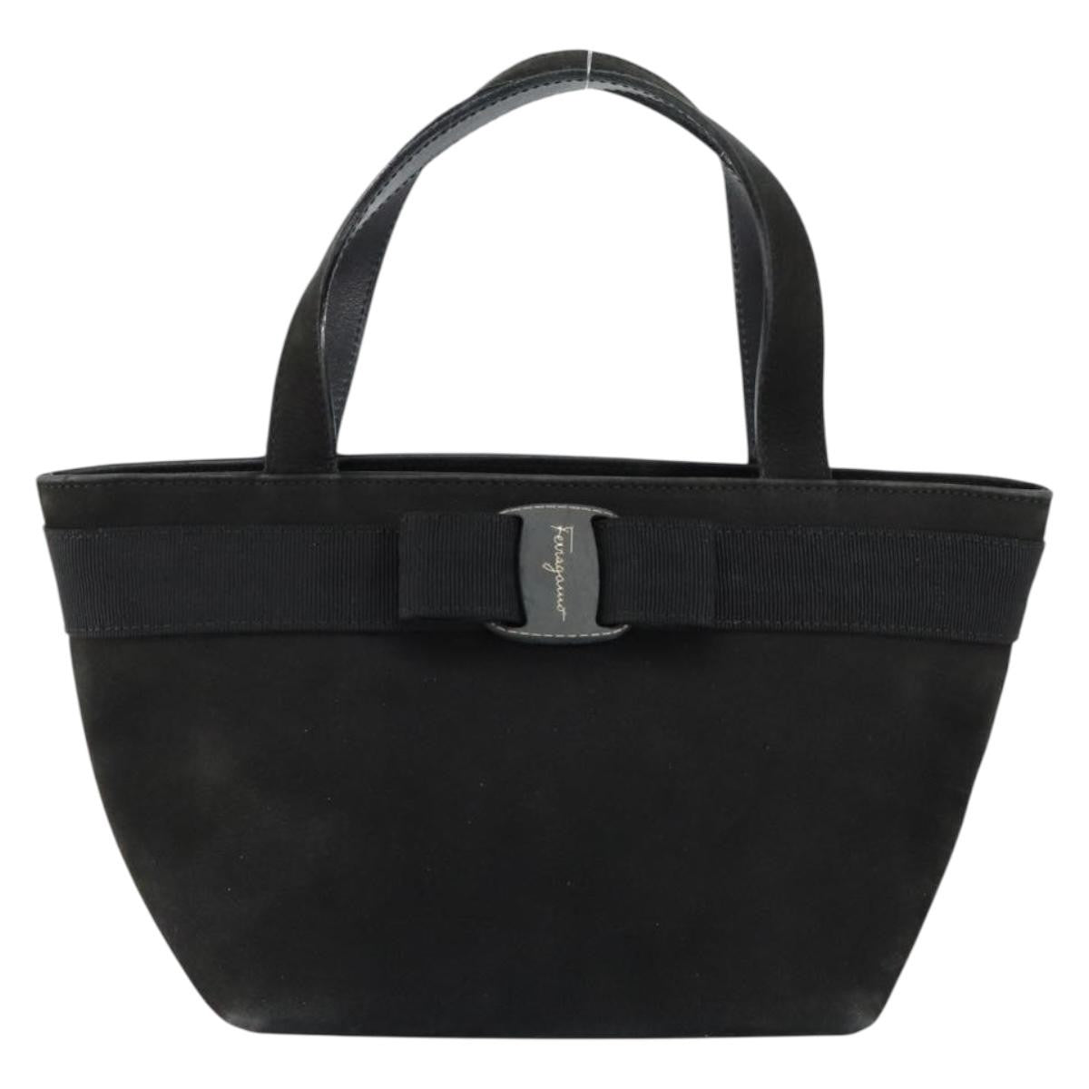 Salvatore Ferragamo Vala Suede Black Suede Handbag (Pre-Owned)