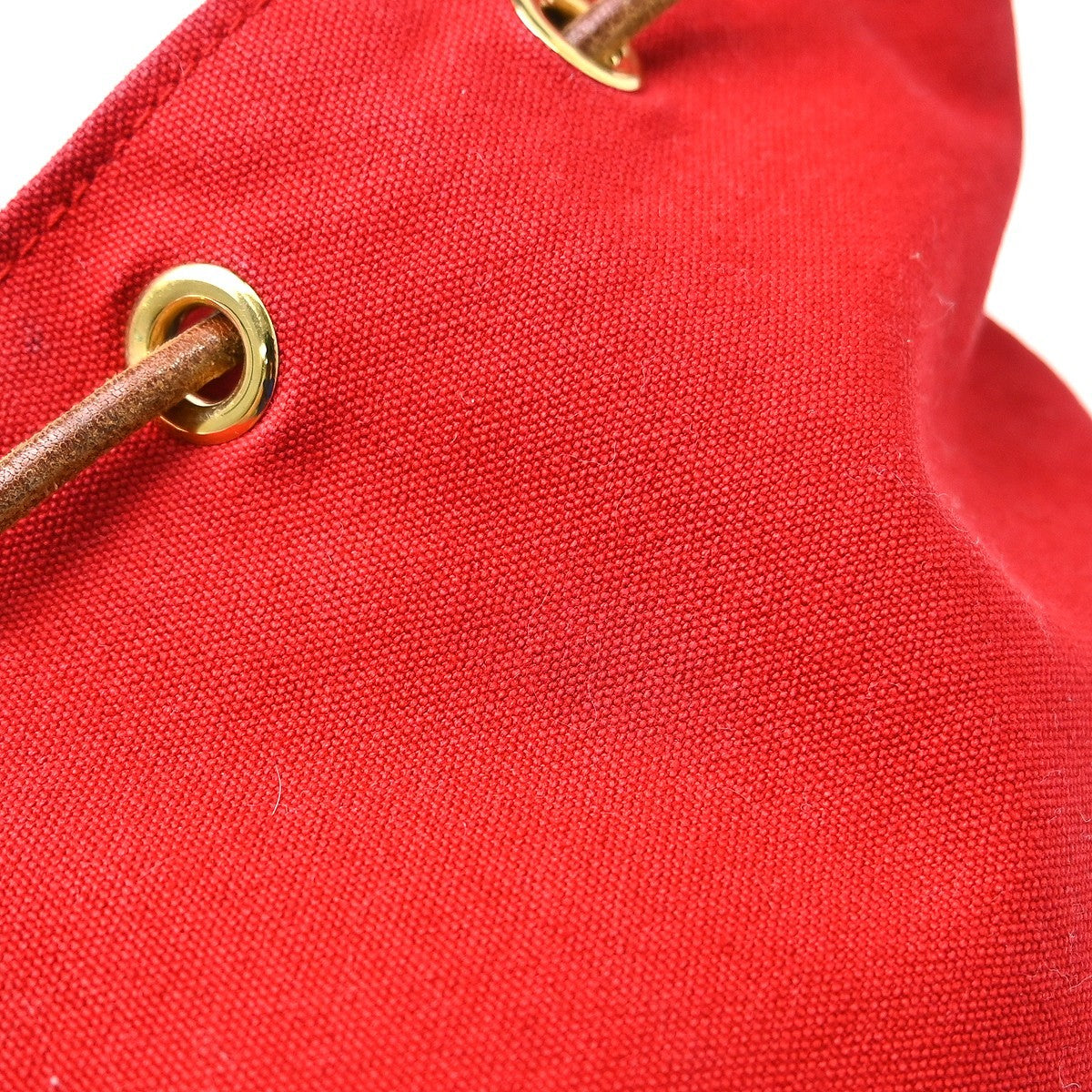 Hermes Polochon Drawstring Cotton Red Cotton Backpack Bag (Pre-Owned)
