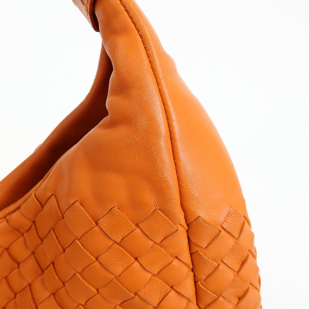 Bottega Veneta Campana Hobo Intrecciato Nappa Orange Leather Shoulder Bag Bag (Pre-Owned)
