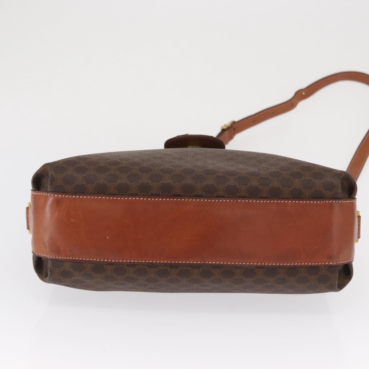 Celine Vintage Macadam Canvas And Leather Brown Canvas Shoulder Bag Bag (Pre-Owned)