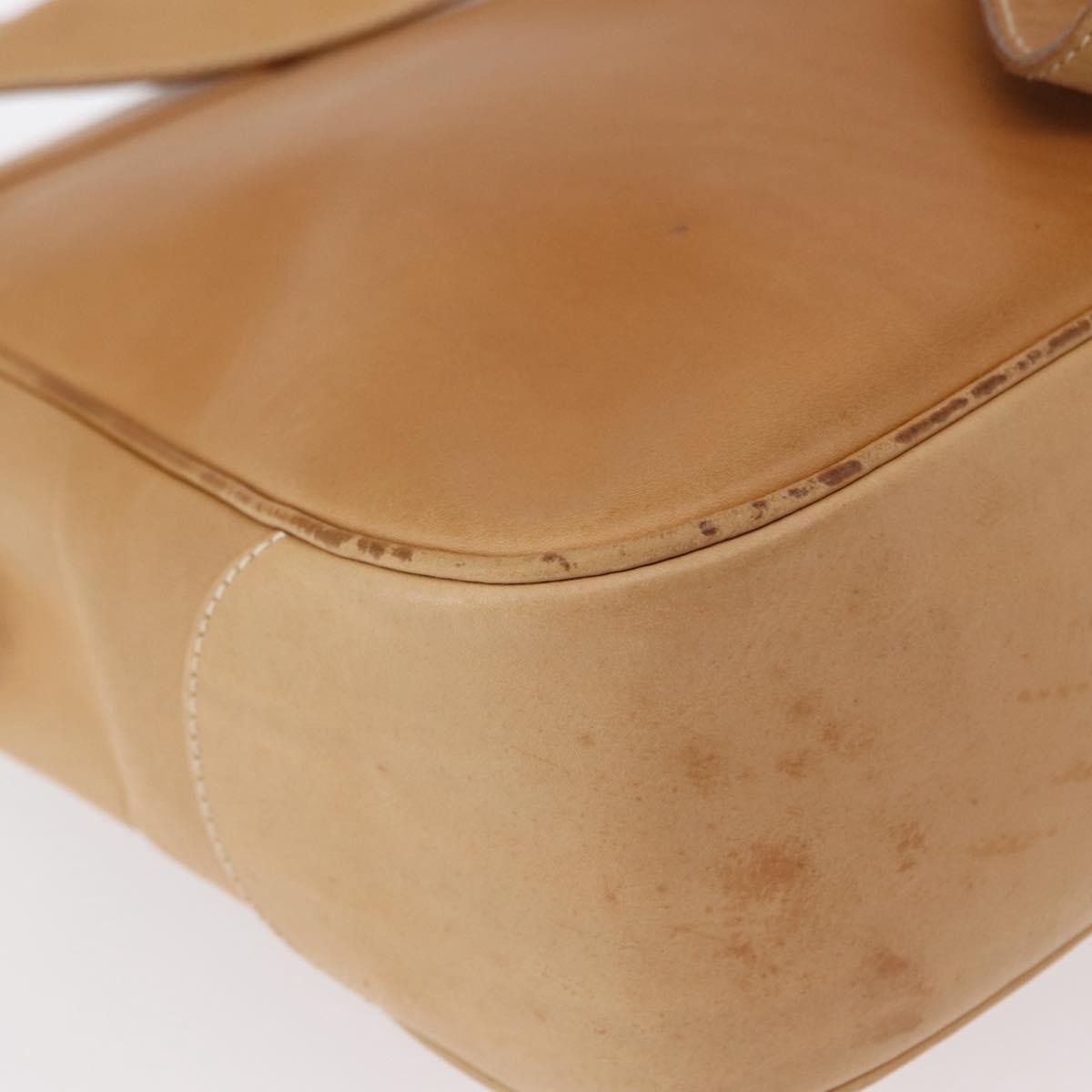 Salvatore Ferragamo Gancini Leather Beige Leather Shoulder Bag Bag (Pre-Owned)