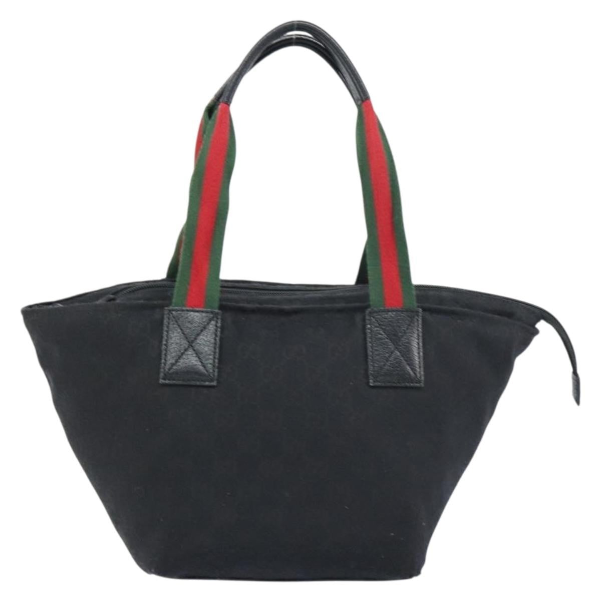 Gucci Web Zip Tote Gg Canvas And Leather Black Canvas Tote Bag Bag (Pre-Owned)