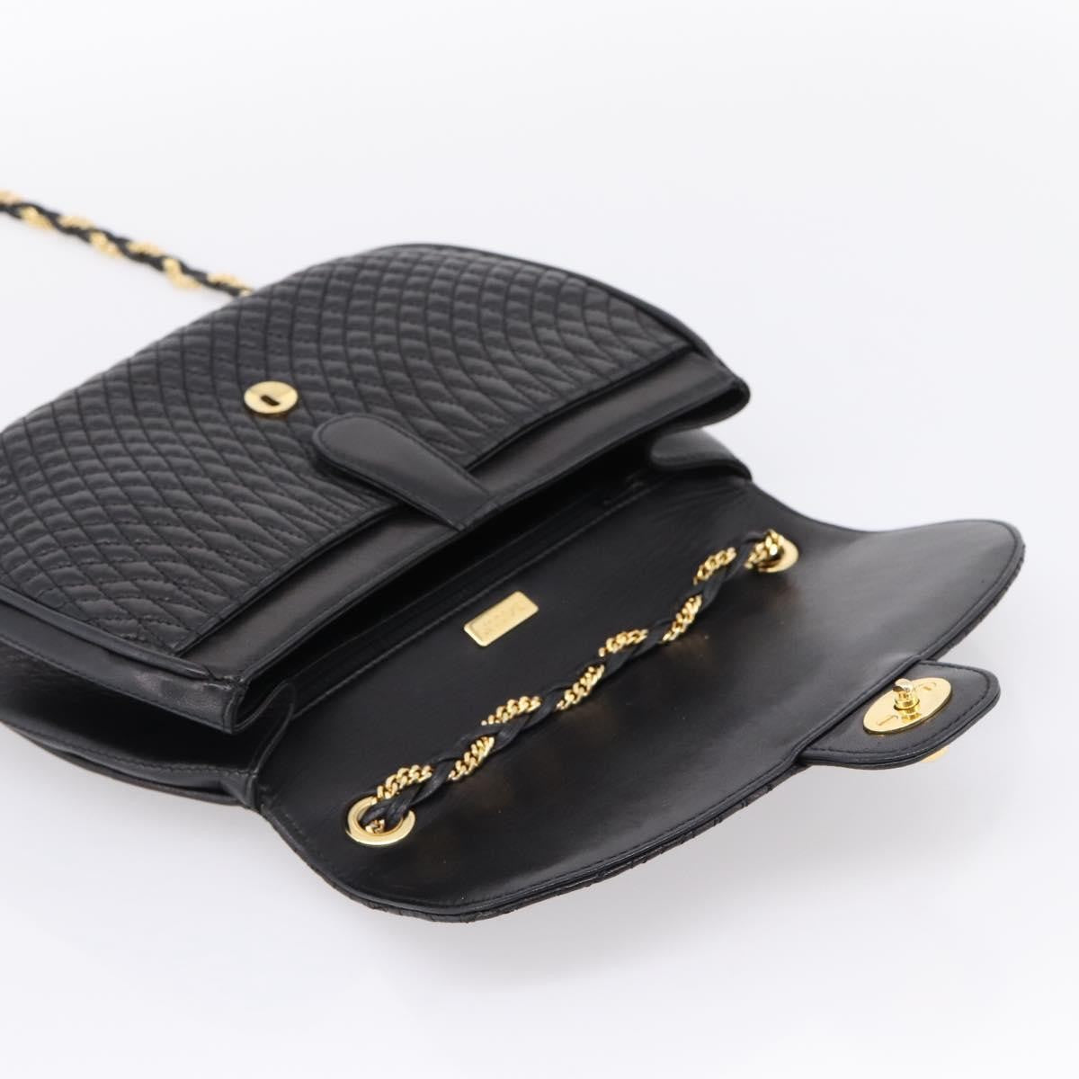 Bally Vintage Chain Quilted Leather Black Leather Shoulder Bag Bag (Pre-Owned)