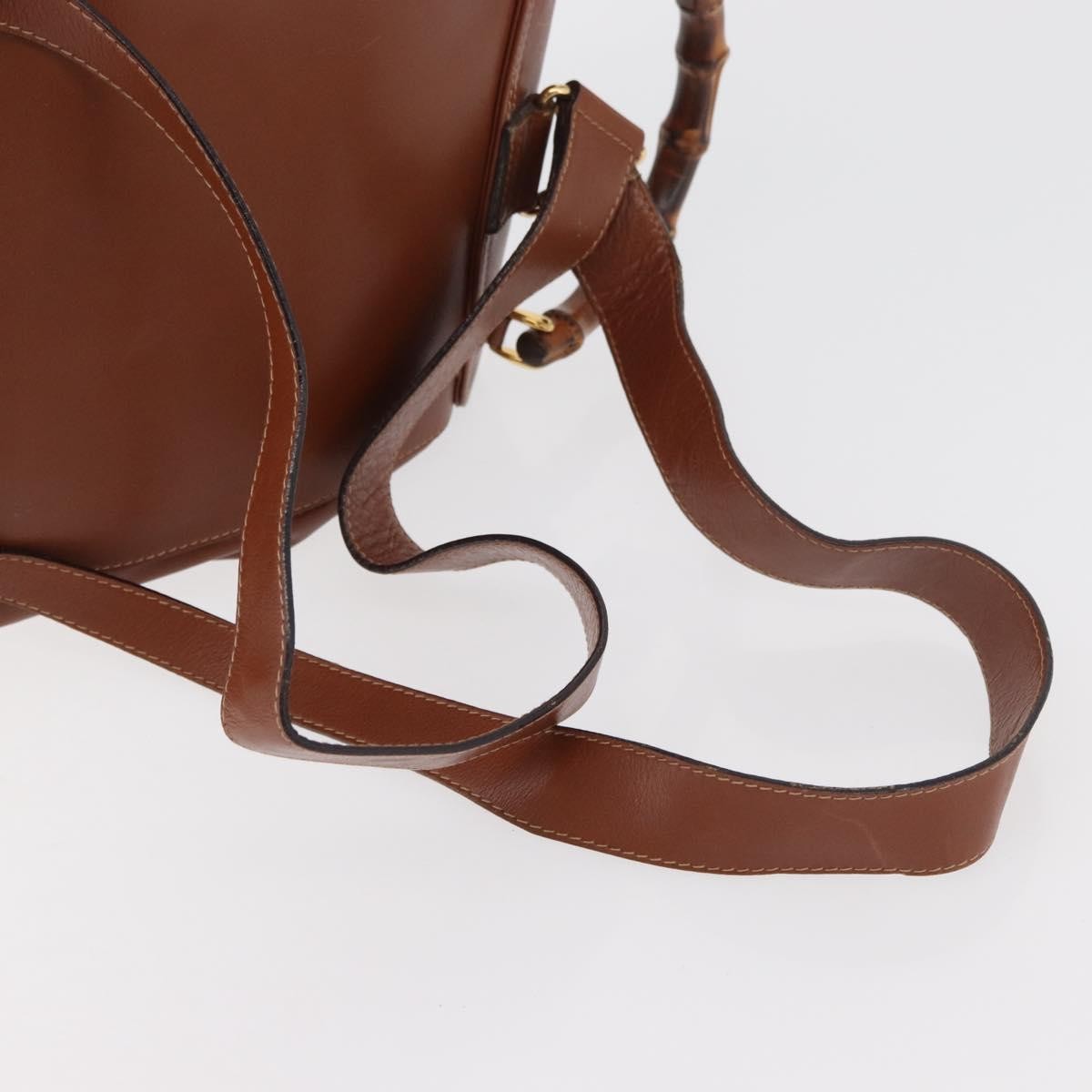 Gucci Vintage Bamboo Leather Brown Leather Backpack Bag (Pre-Owned)