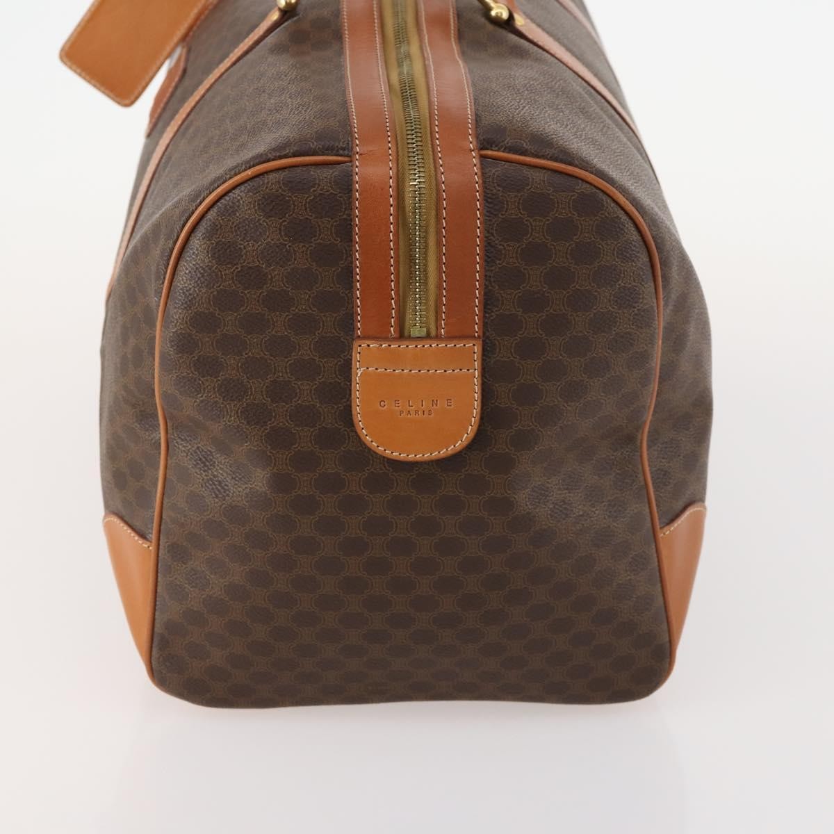 Celine Vintage Duffle Canvas And Leather Brown Canvas Travel Bag Bag (Pre-Owned)