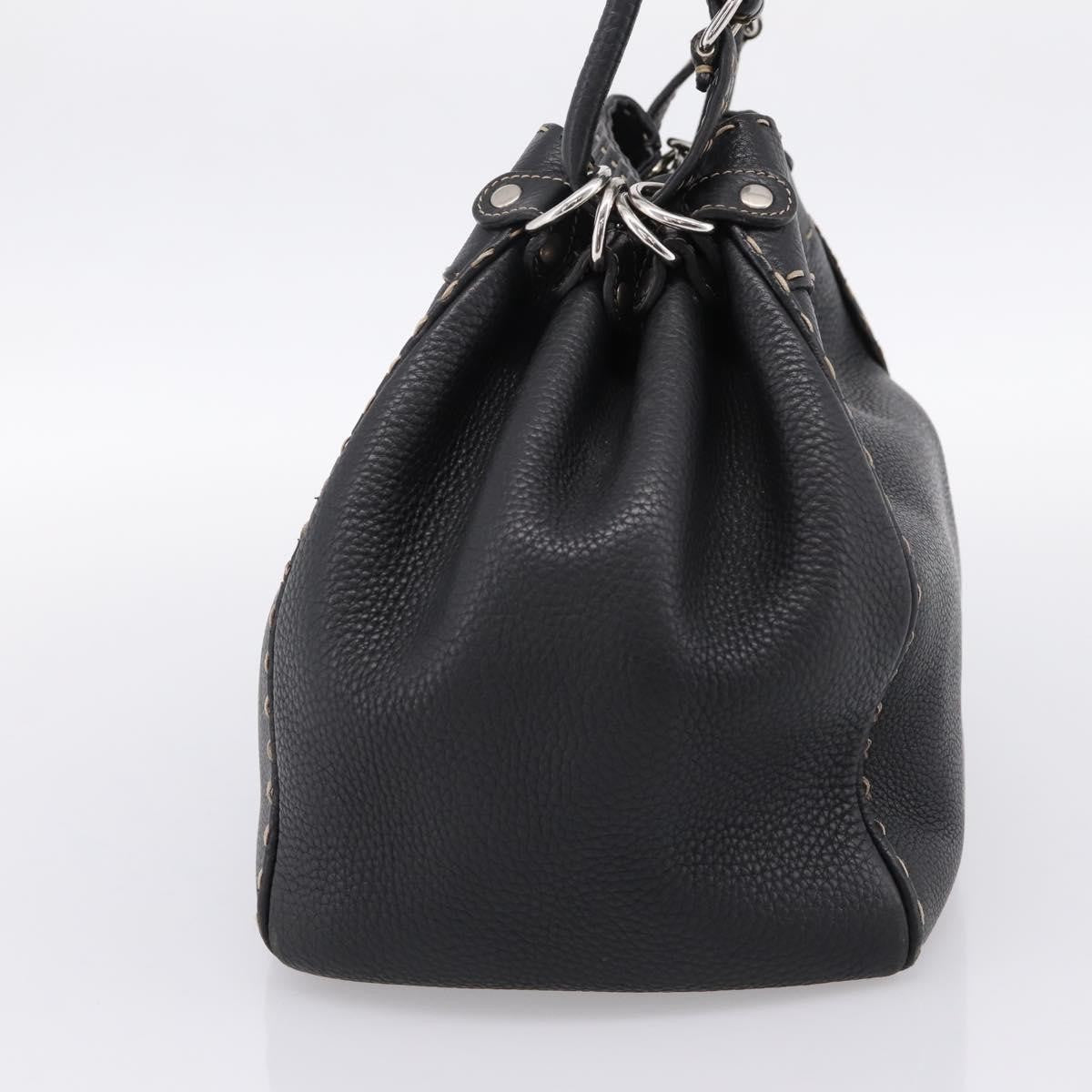 Fendi Selleria Bucket Leather Black Leather Tote Bag Bag (Pre-Owned)