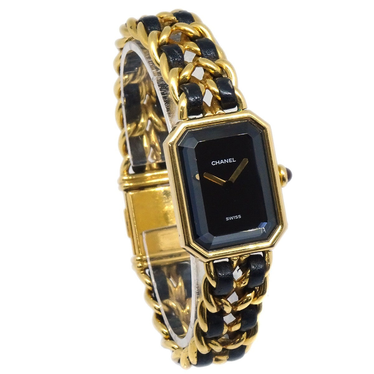 Chanel Premiere Rock Quartz Plated Metal And Leather Watch (Pre-Owned)