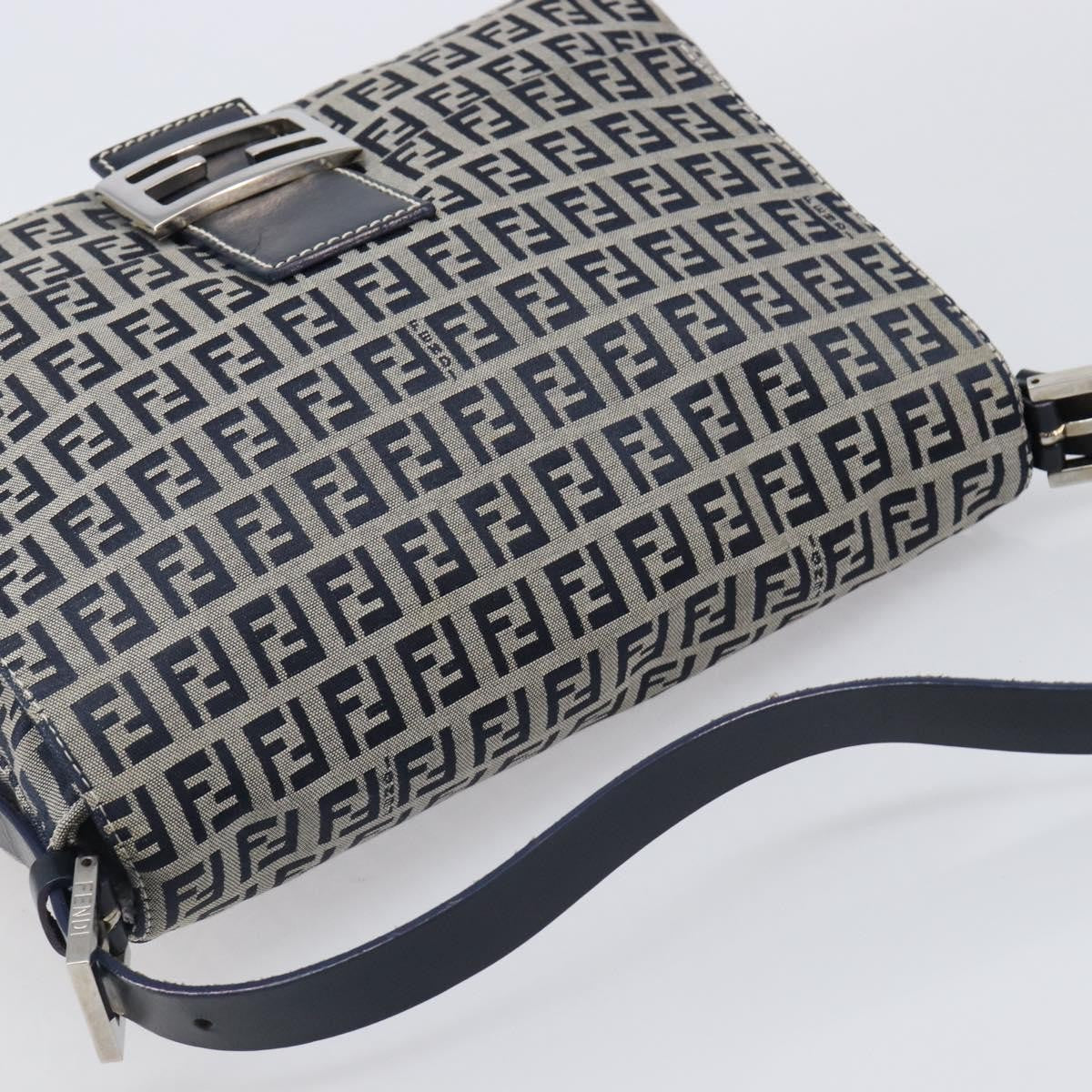 Fendi Zucchino Canvas Mamma Baguette Canvas Navy Canvas Shoulder Bag Bag (Pre-Owned)