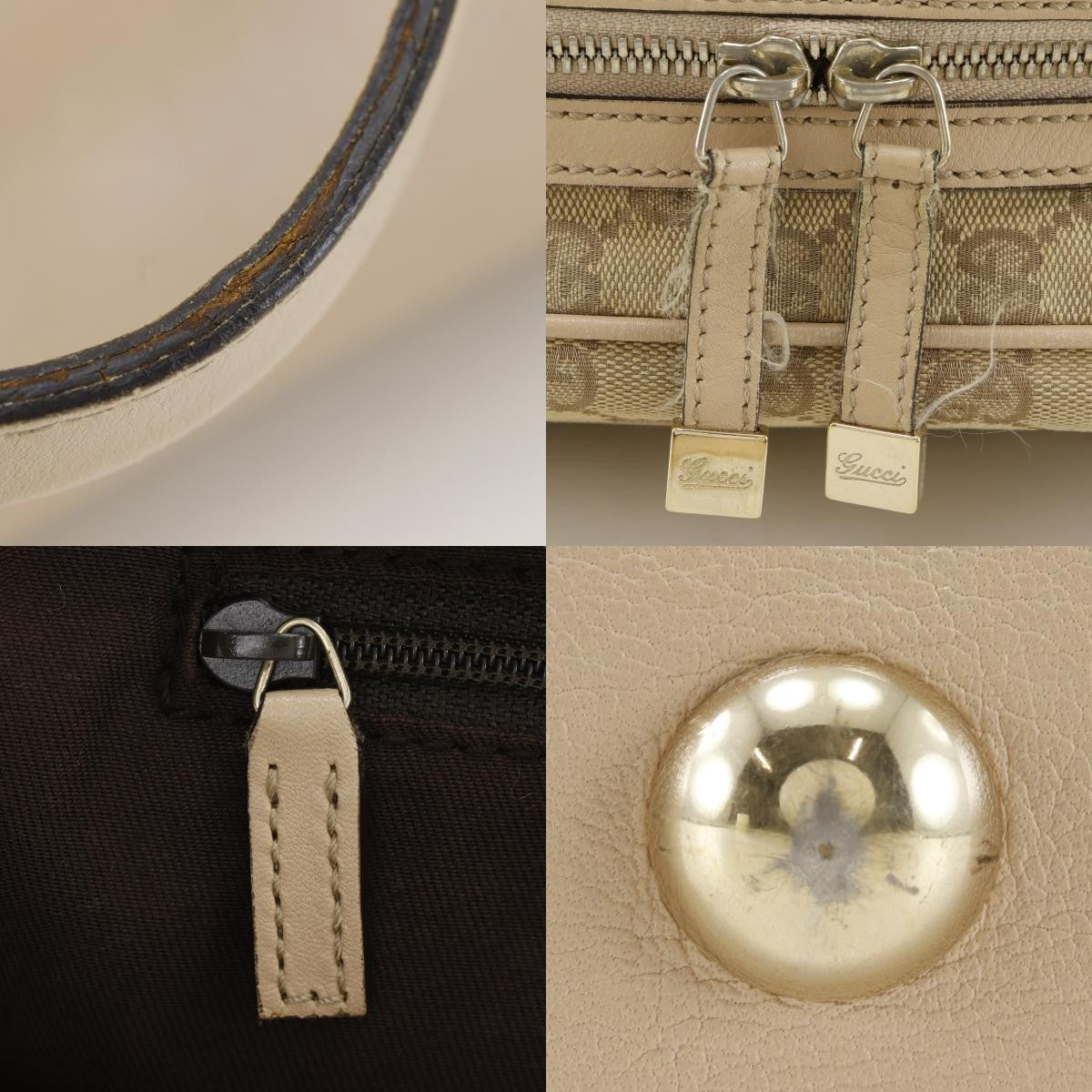 Gucci Princy Boston Gg Canvas And Leather Beige Canvas Handbag (Pre-Owned)