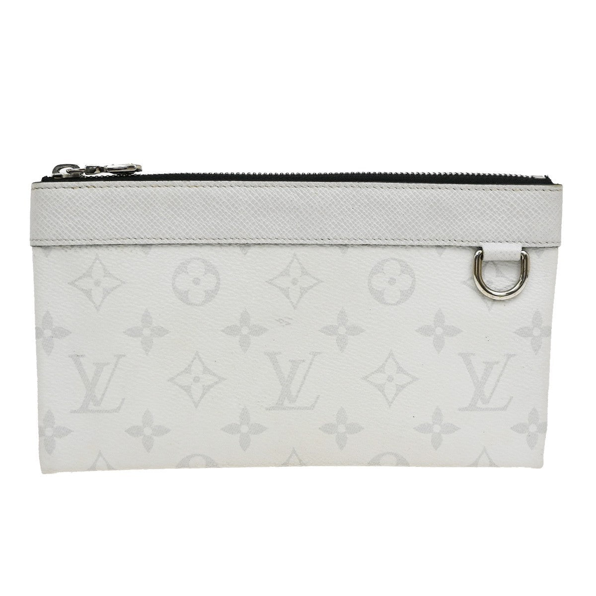Louis Vuitton Discovery Pochette Monogram Taigarama White Leather Clutche & Pouche Bag (Pre-Owned)