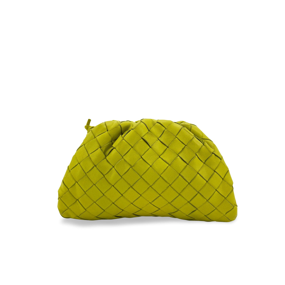 Bottega Veneta The Pouch Intrecciato Nappa Green Leather Clutche & Pouche Bag (Pre-Owned)