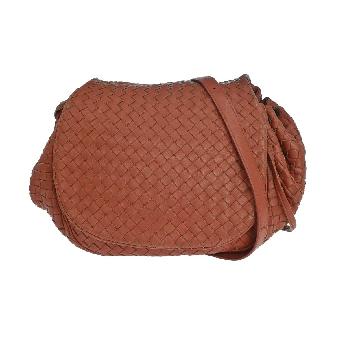Bottega Veneta Intrecciato Shoulder Leather Red Leather Shoulder Bag Bag (Pre-Owned)