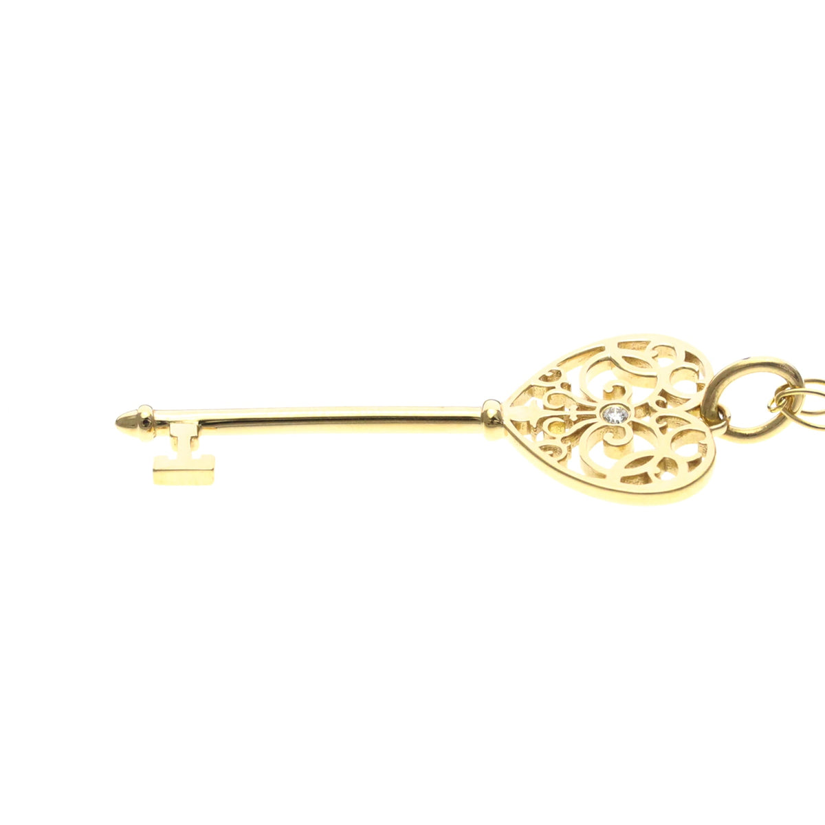 Tiffany & Co. Enchant Heart Key Pendant 18K Yellow Gold With Diamond Gold Pink_Gold Necklace Jewelry (Pre-Owned)