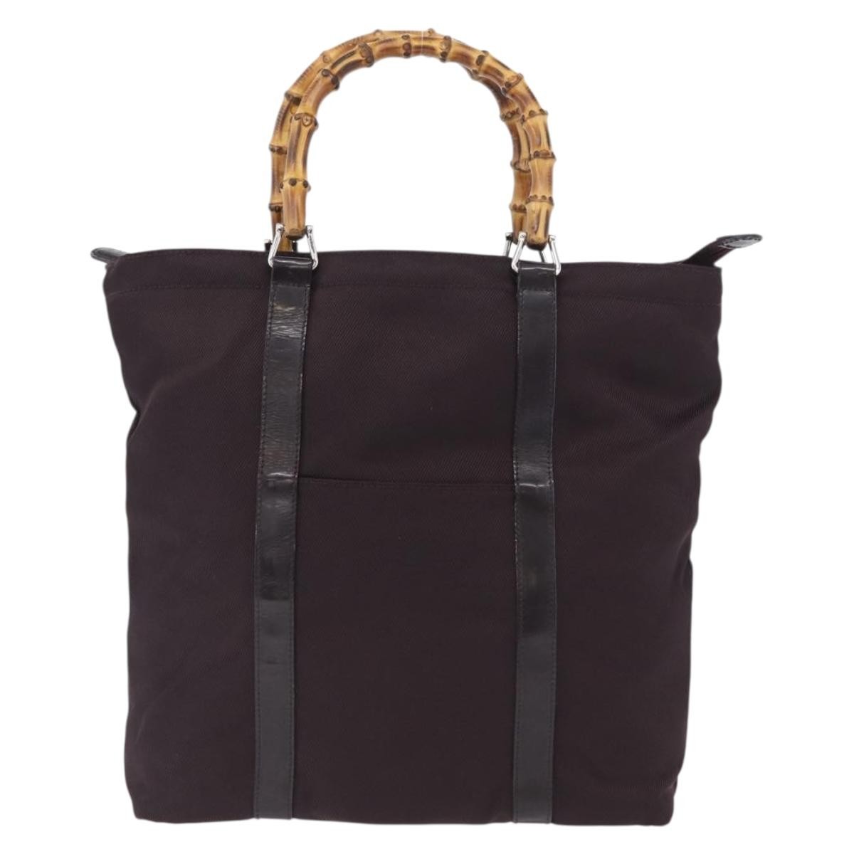 Gucci Bamboo Canvas Purple Canvas Tote Bag Bag (Pre-Owned)