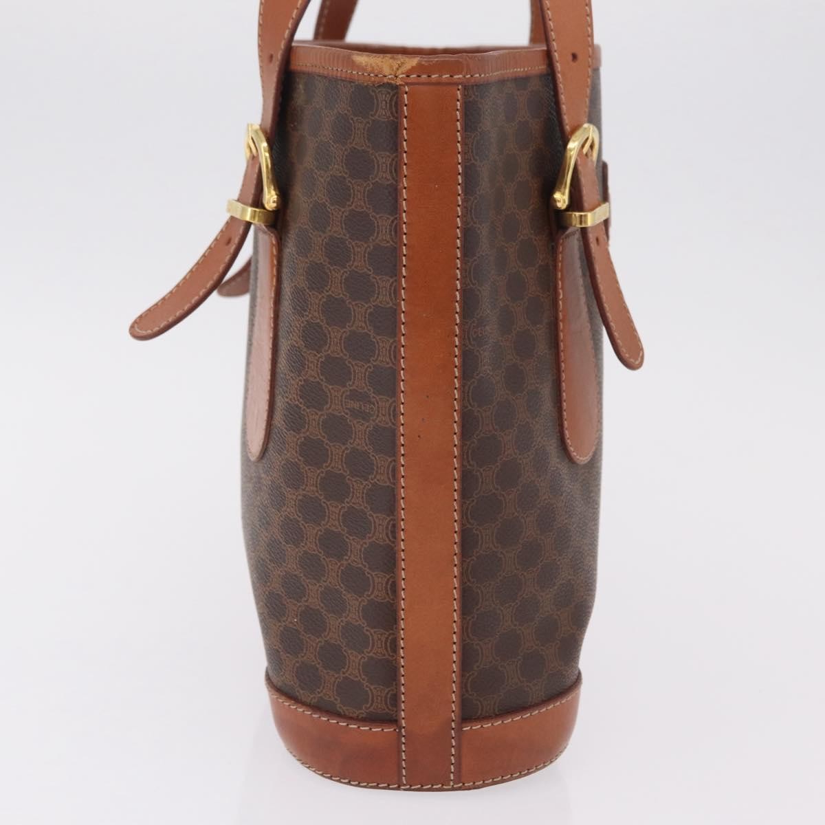Celine Vintage Macadam Shopper Coated Canvas Brown Canvas Tote Bag Bag (Pre-Owned)
