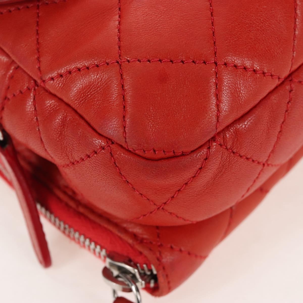 Chanel Wallet On Chain Flap Quilted Calfskin Red Leather Handbag (Pre-Owned)