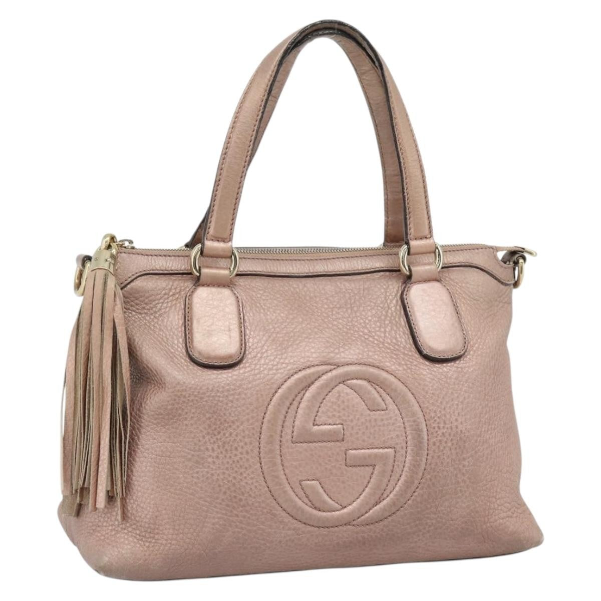 Gucci Soho Convertible Top Handle Leather Pink Leather Handbag (Pre-Owned)