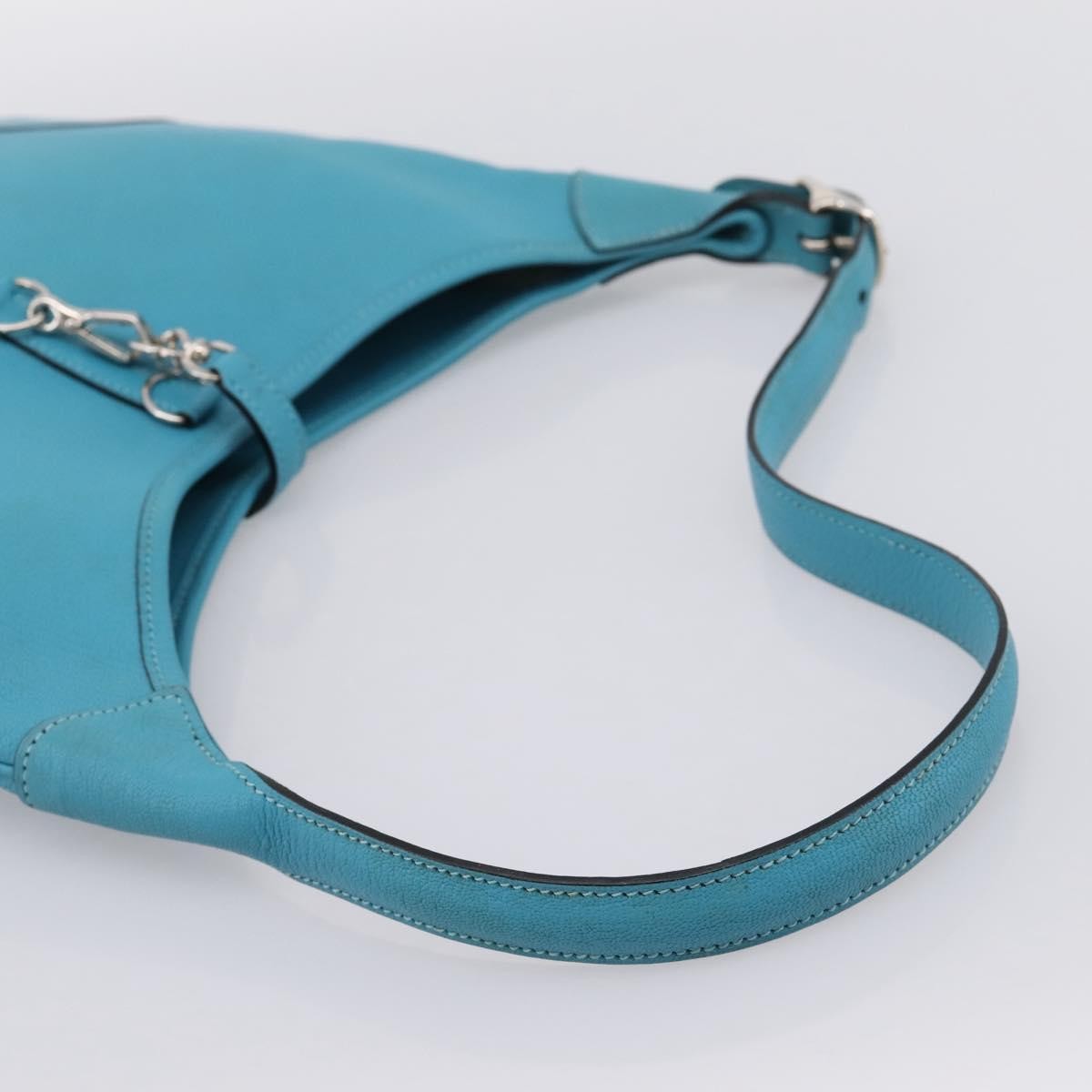 Hermes Trim Clemence Blue Leather Handbag (Pre-Owned)