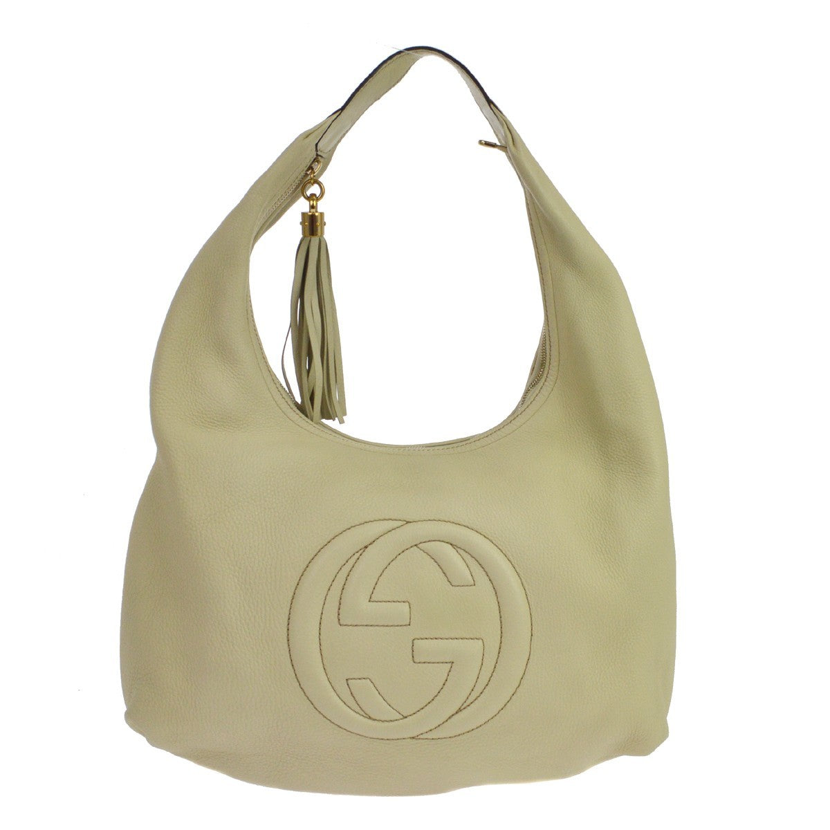 Gucci Soho Hobo Leather Beige Leather Shoulder Bag Bag (Pre-Owned)