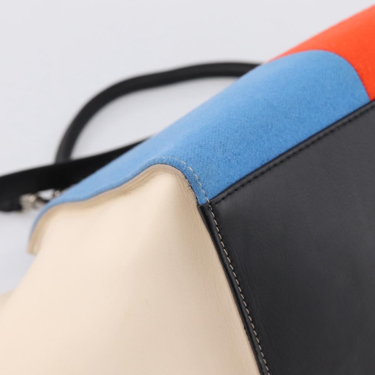 Celine Tricolor Trapeze Leather Beige Wool Handbag (Pre-Owned)