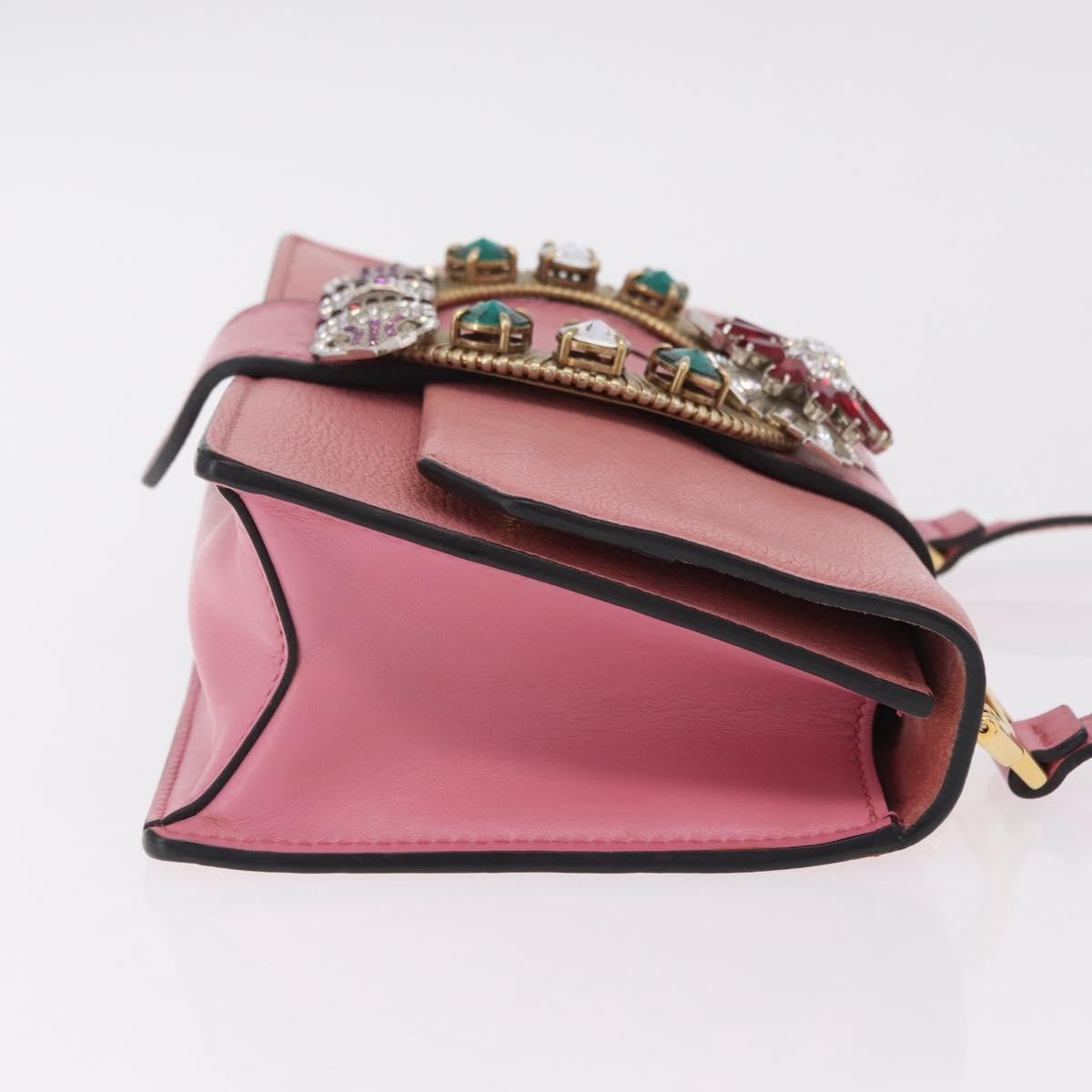 Miu Miu Madras Crystal Buckle Leather Pink Leather Shoulder Bag Bag (Pre-Owned)