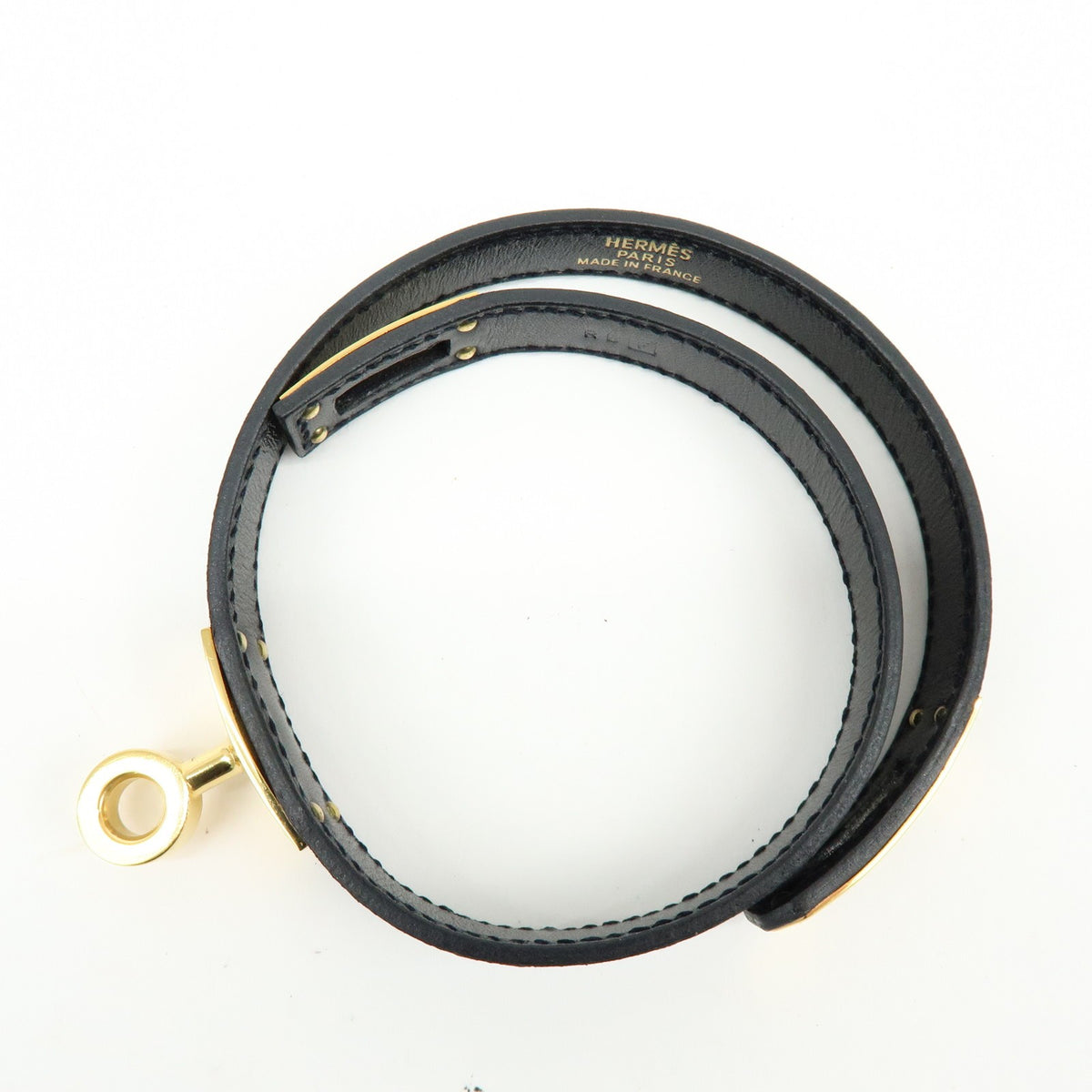 Hermes Kelly Double Tour Leather Black Leather Bracelet Jewelry (Pre-Owned)