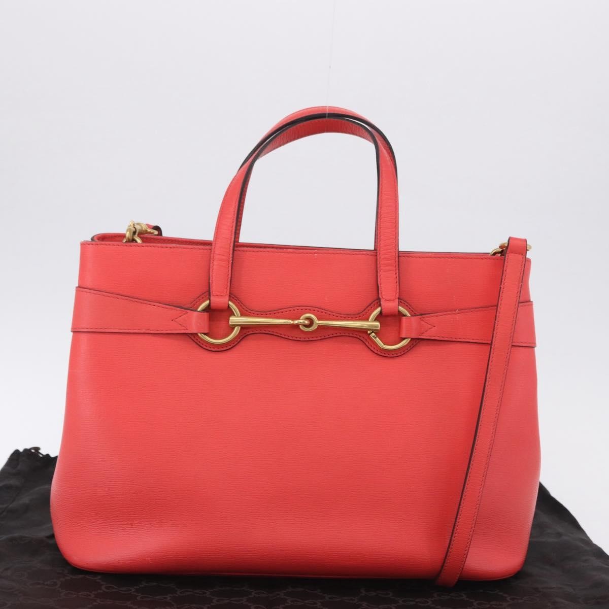 Gucci Bright Bit Convertible Leather Red Leather Tote Bag Bag (Pre-Owned)