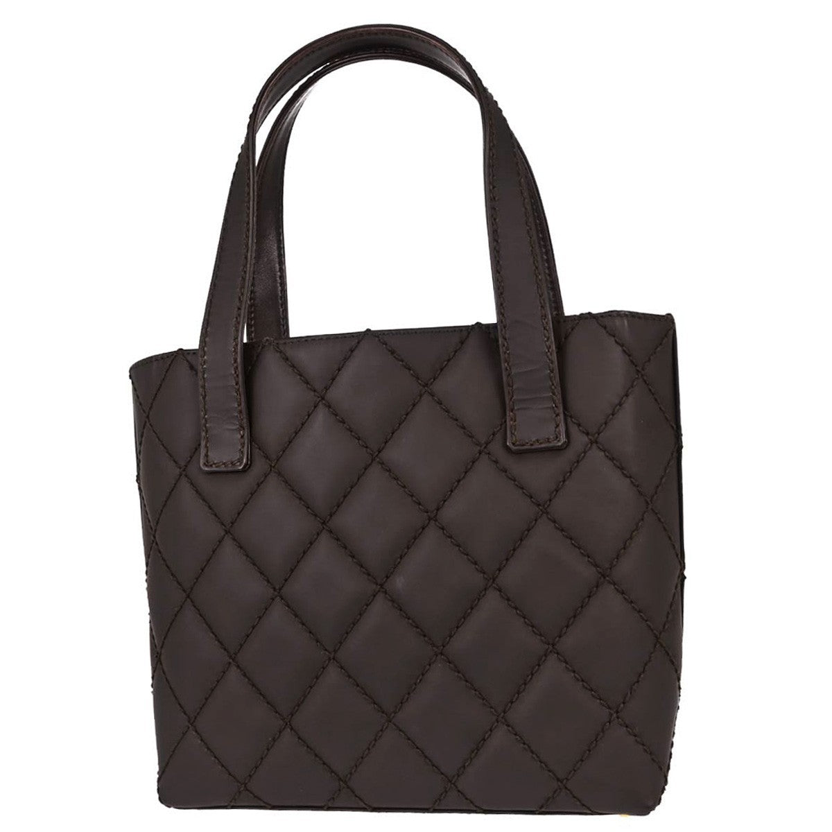 Chanel Surpique Quilted Leather Brown Leather Tote Bag Bag (Pre-Owned)