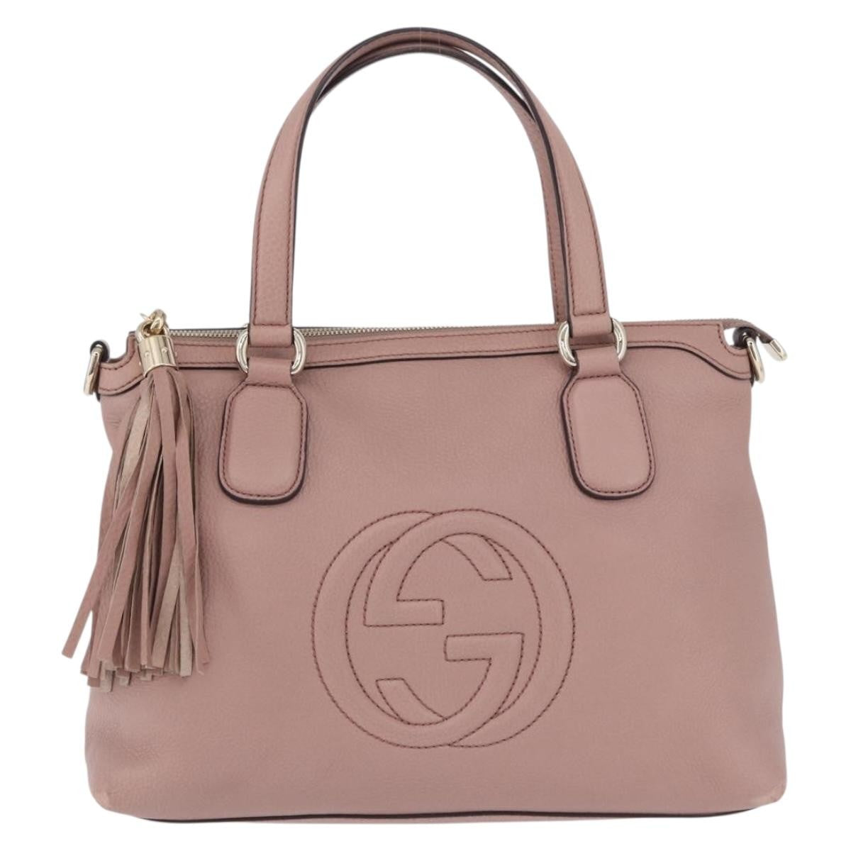 Gucci Soho Working Leather Pink Leather Tote Bag Bag (Pre-Owned)
