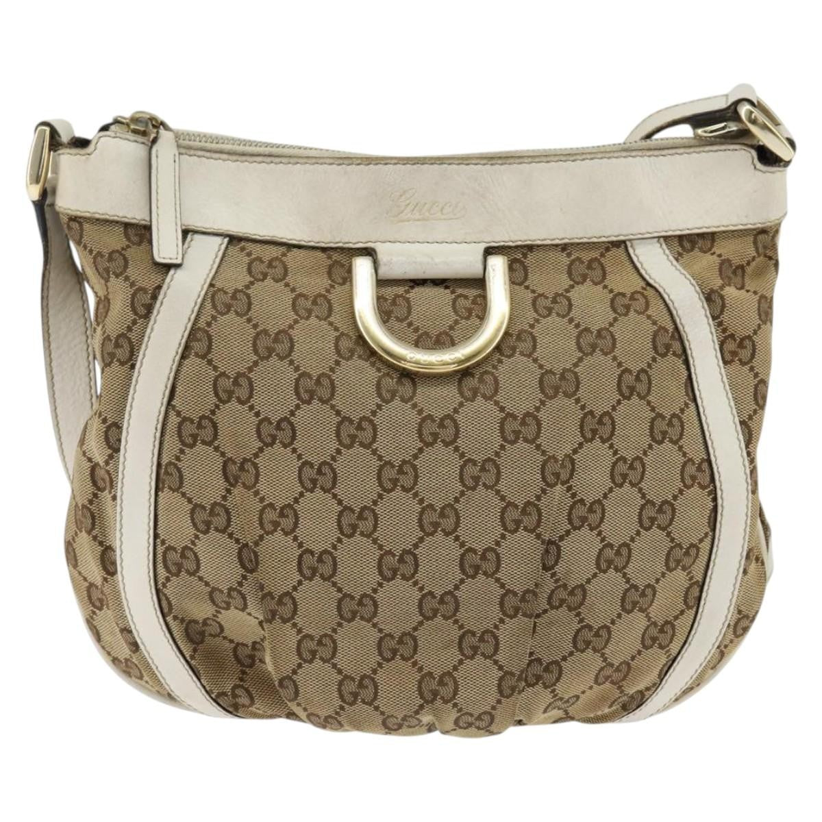 Gucci D Ring Messenger Gg Canvas And Leather Beige Canvas Shoulder Bag Bag (Pre-Owned)