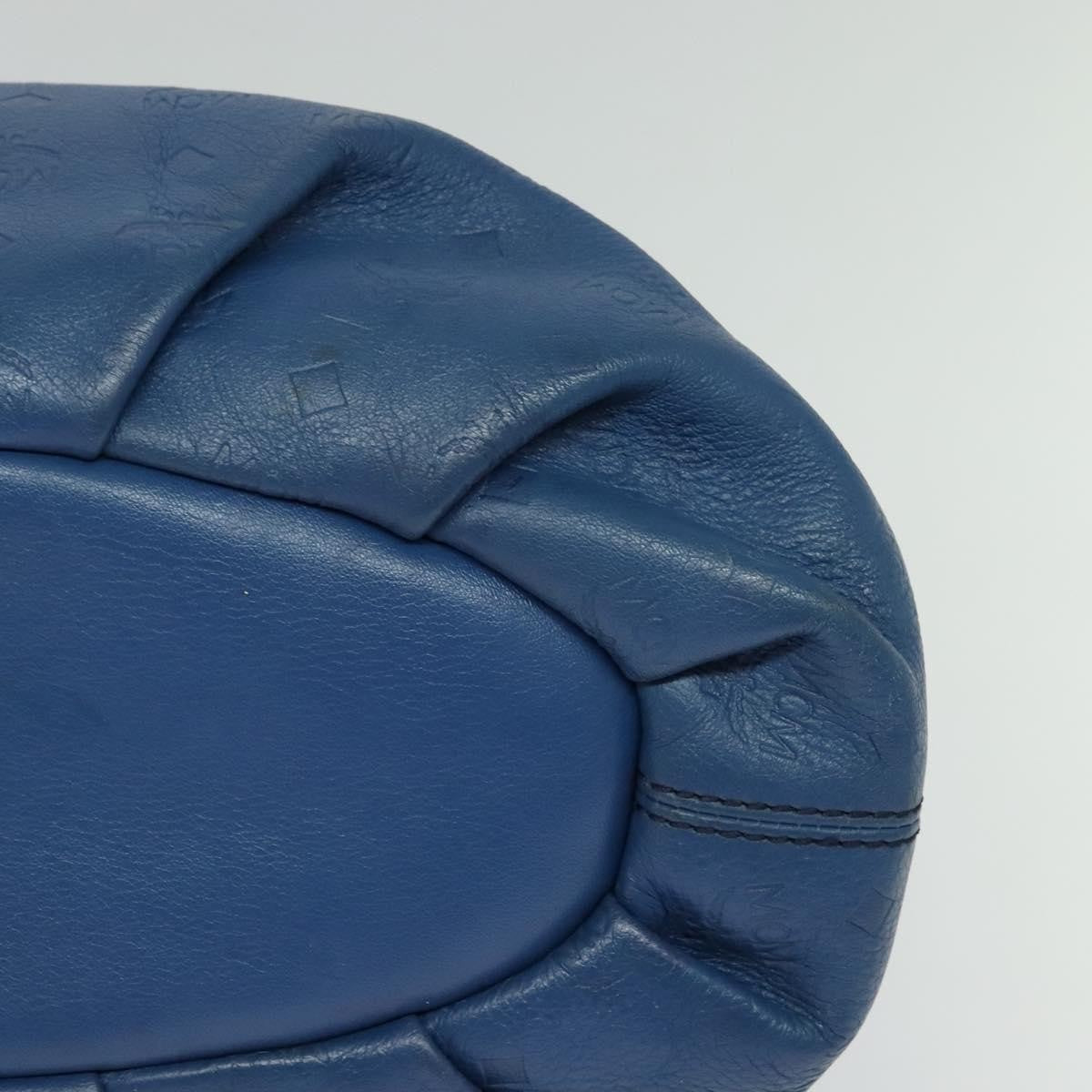 MCM Visetos Logogramme Leather Blue Leather Handbag (Pre-Owned)