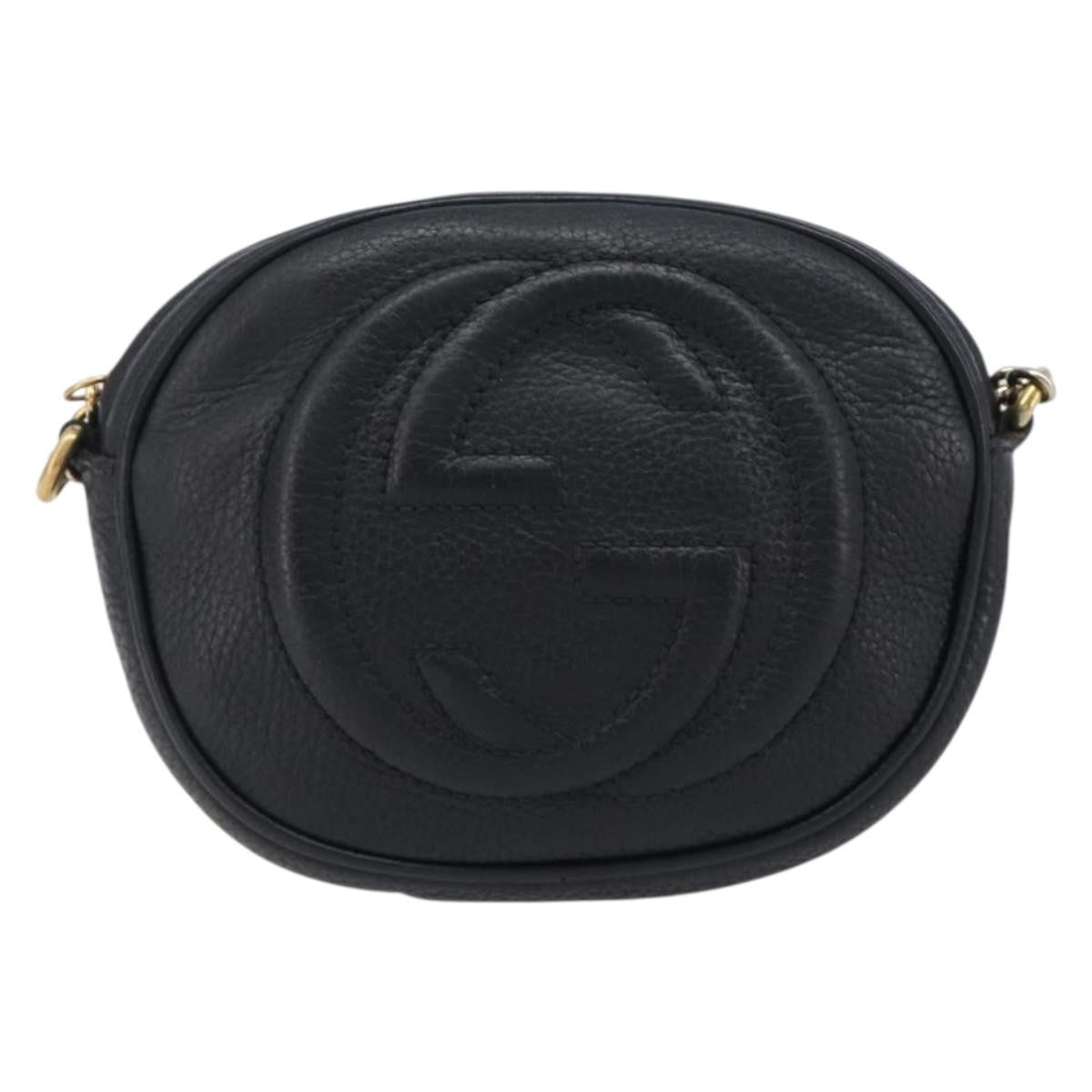 Gucci Soho Chain Leather Black Leather Handbag (Pre-Owned)