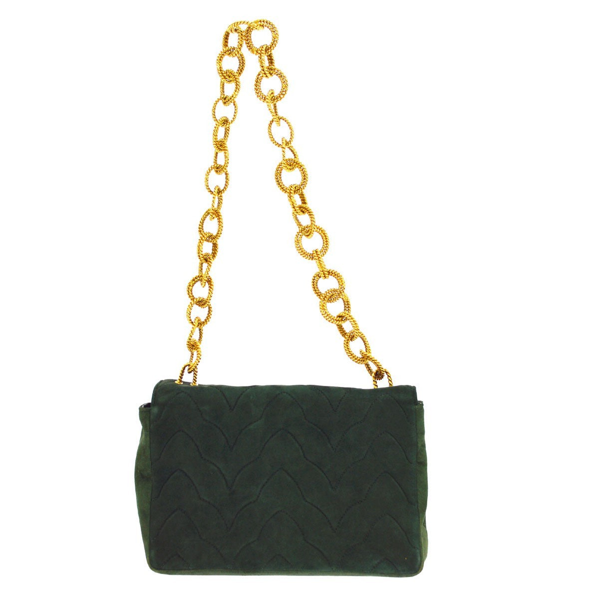 Chanel Vintage Chain Jewel Flap Quilted Velvet Green Suede Shoulder Bag Bag (Pre-Owned)