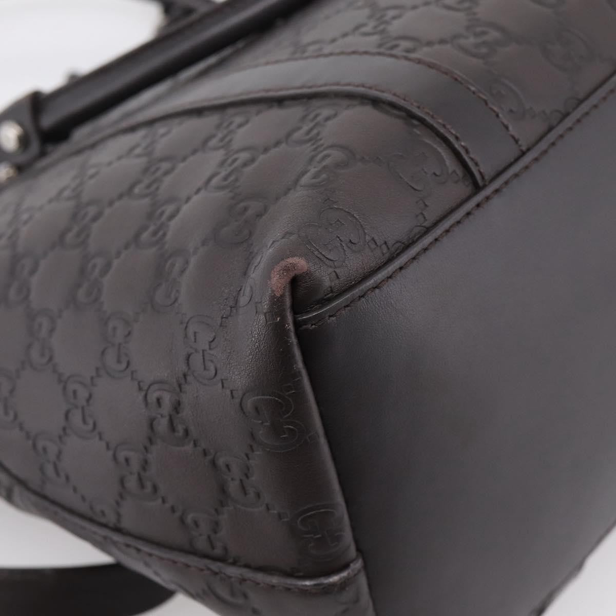 Gucci Gg Charm Convertible Dome Satchel Guccissima Leather Brown Leather Handbag (Pre-Owned)