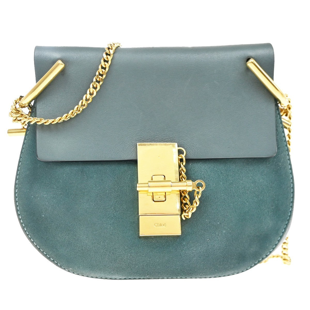 Chloe Drew Crossbody Bag Leather And Suede Blue Suede Crossbody Bag Bag (Pre-Owned)