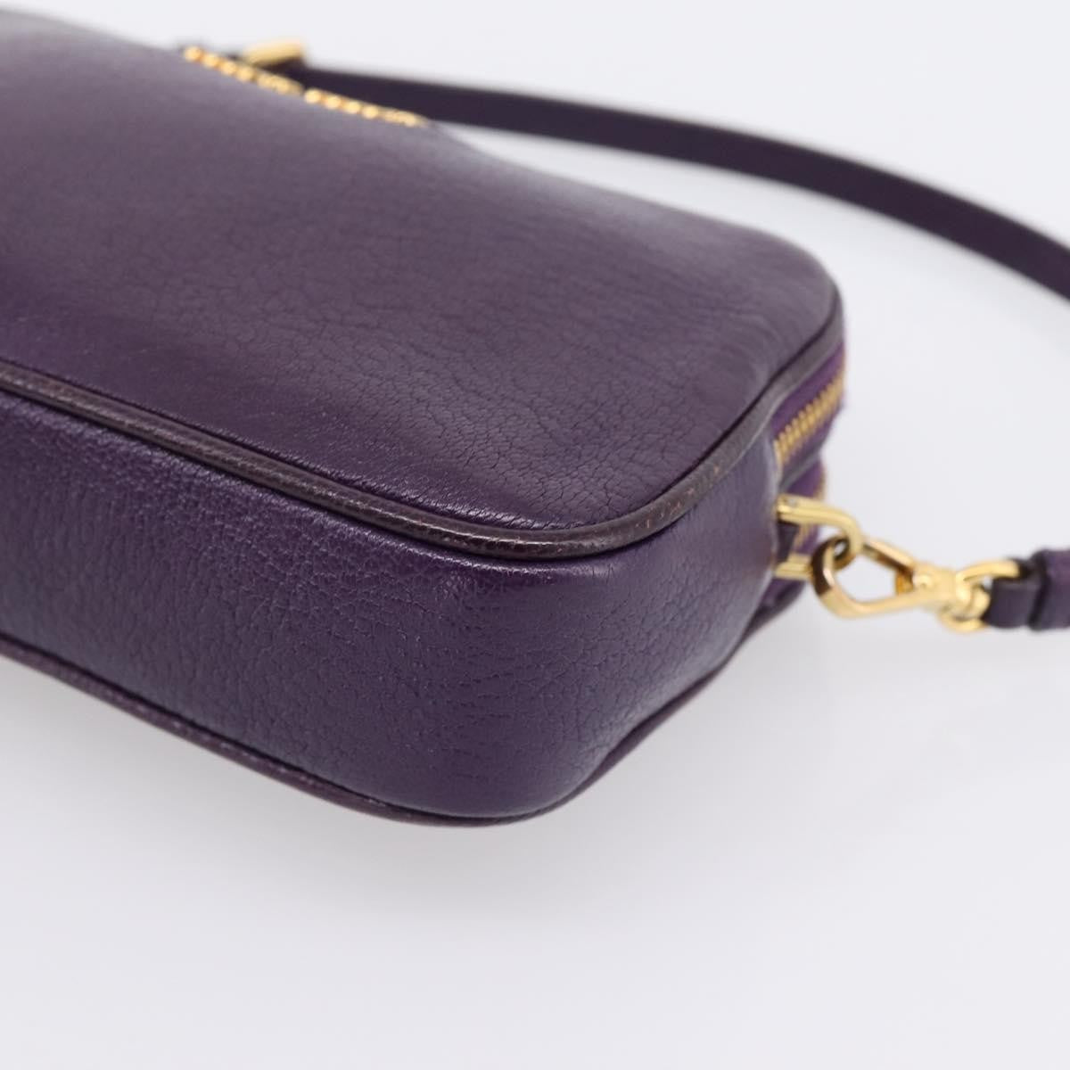 Miu Miu Double Zip Pochette Leather Purple Leather Clutche & Pouche Bag (Pre-Owned)