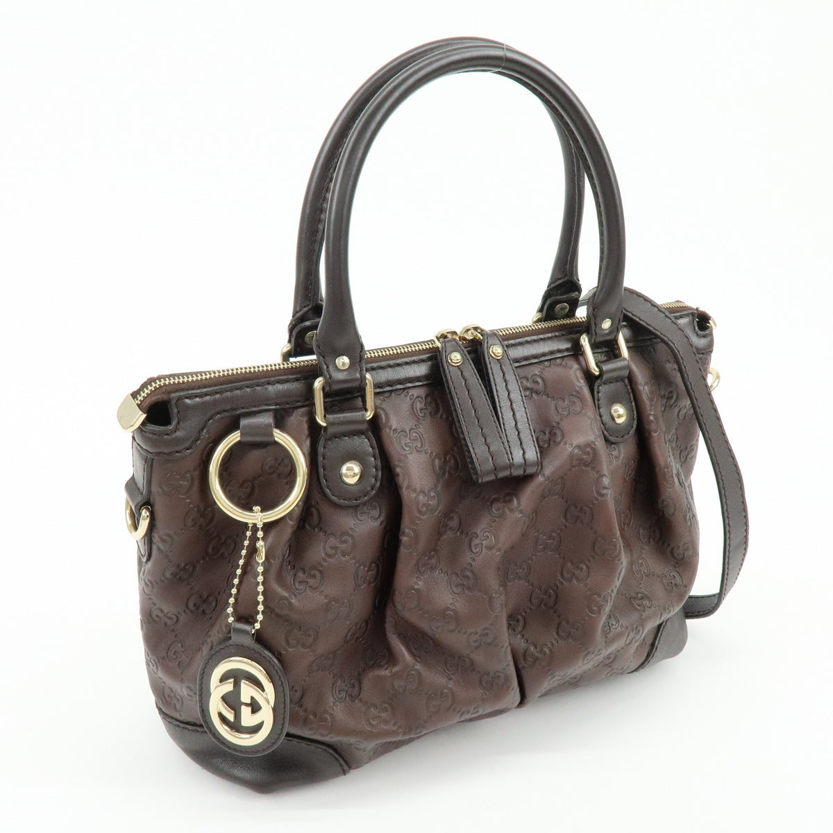 Gucci Sukey Top Handle Satchel Guccissima Leather Brown Leather Handbag (Pre-Owned)
