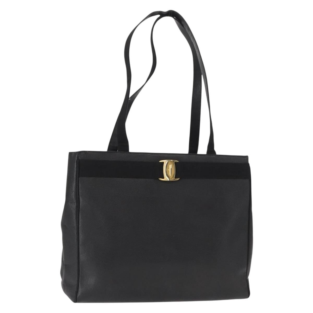 Salvatore Ferragamo Vala Tote Leather Black Leather Tote Bag Bag (Pre-Owned)