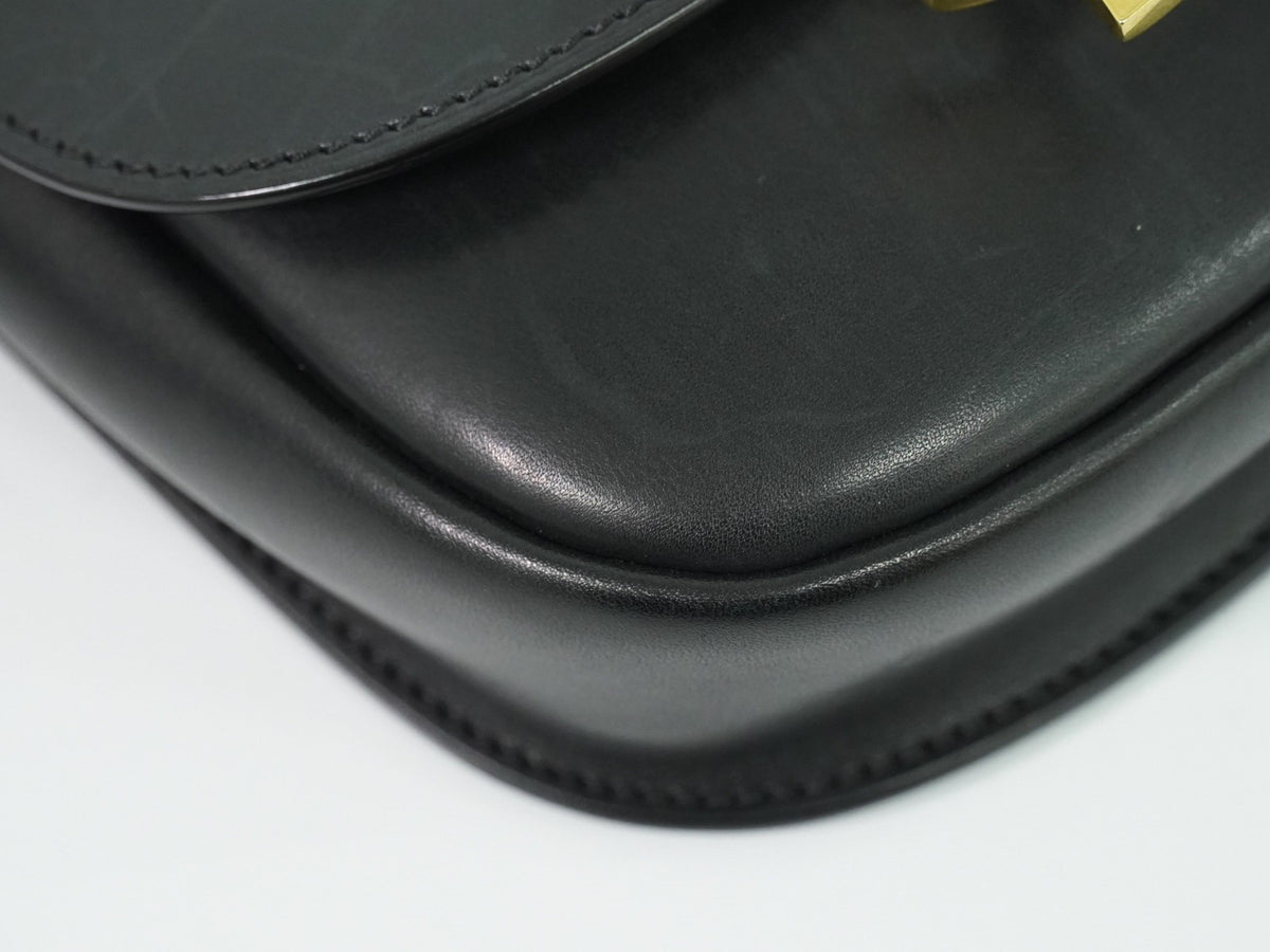 Saint Laurent Kaia Leather Black Leather Shoulder Bag Bag (Pre-Owned)