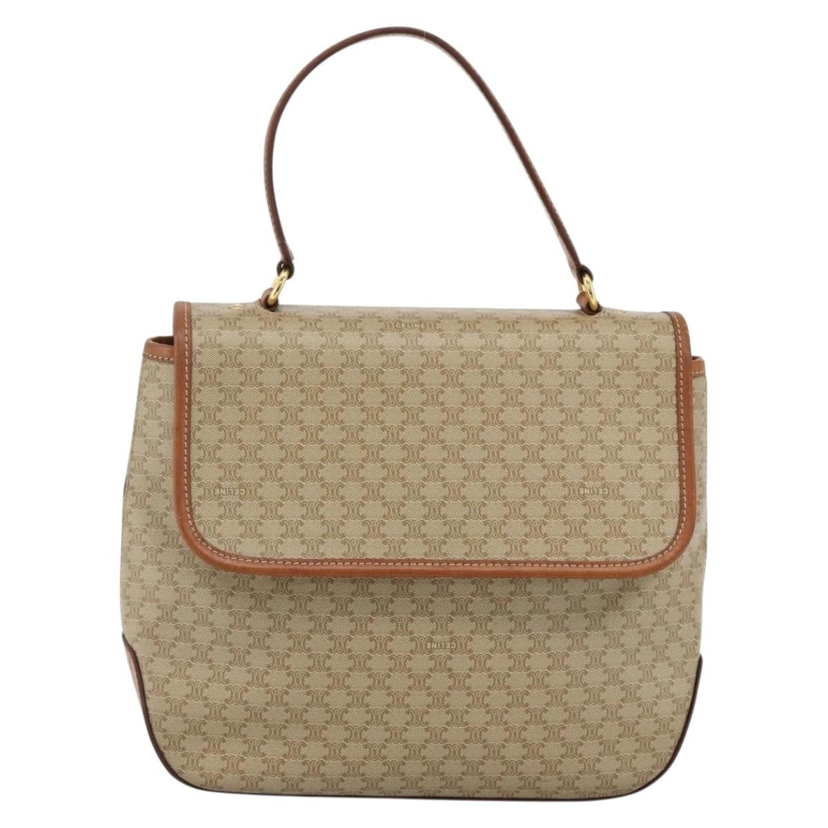 Celine Vintage Macadam Canvas And Leather Beige Canvas Handbag (Pre-Owned)