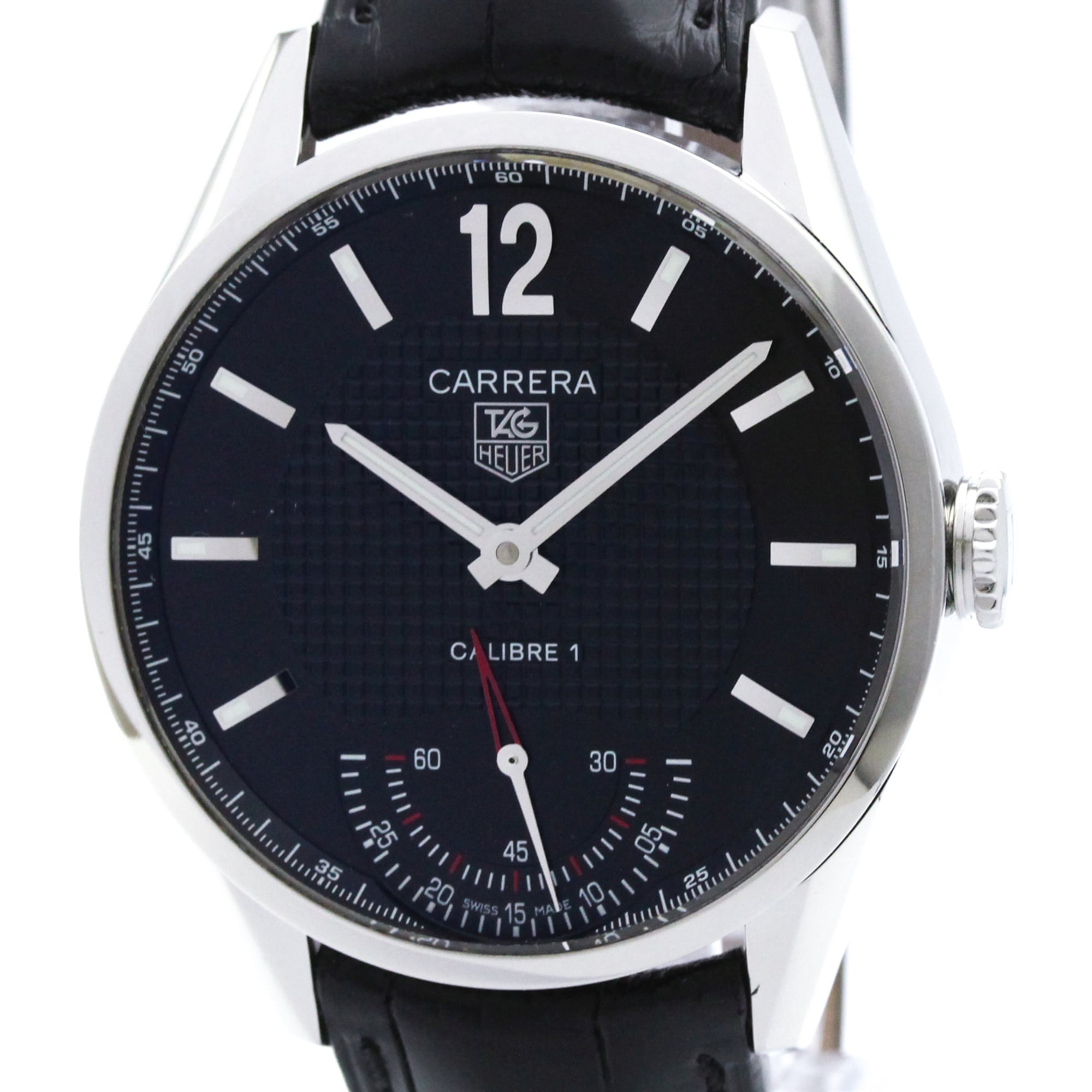 Tag Heuer Carrera Calibre 01 Manual Stainless Steel And Alligator Watch (Pre-Owned)
