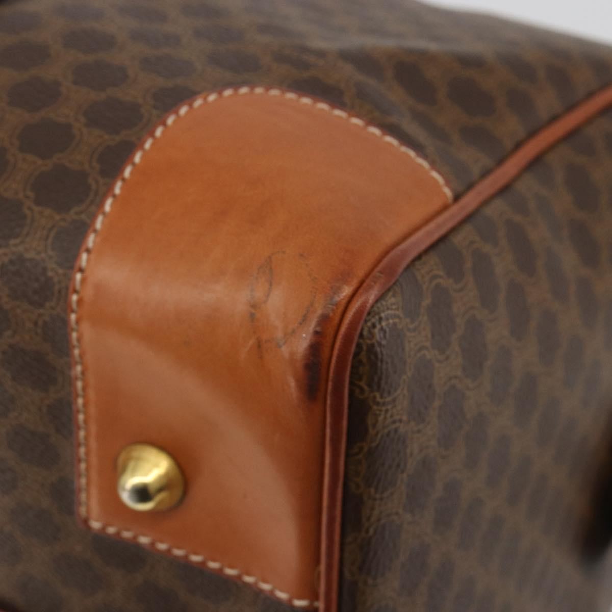 Celine Vintage Duffle Macadam Coated Canvas Brown Canvas Handbag (Pre-Owned)