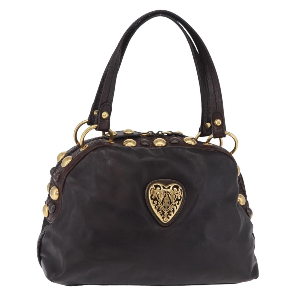 Gucci Babouska Heart Dome Satchel Leather Black Leather Handbag (Pre-Owned)