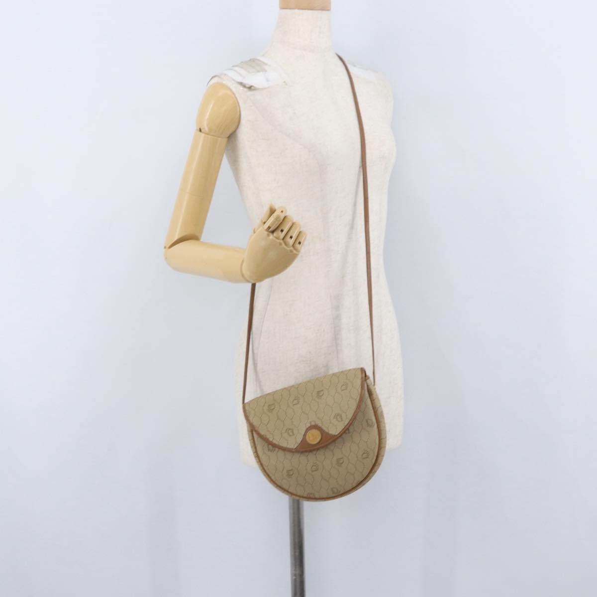 Christian Dior Vintage Honeycomb Flap Canvas And Leather Beige Canvas Shoulder Bag Bag (Pre-Owned)