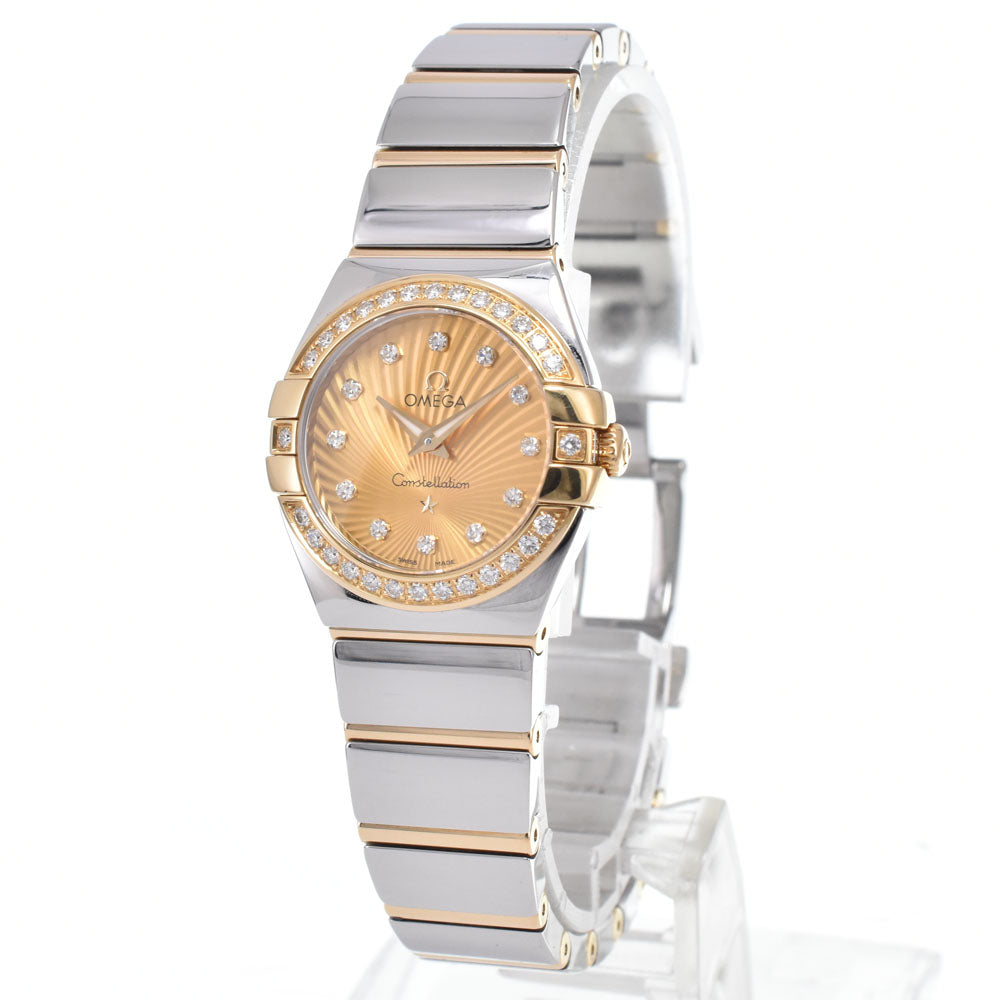 Omega Constellation Quartz Stainless Steel And Yellow Gold With Diamond Bezel And Markers And Mother Of Pearl Watch (Pre-Owned)